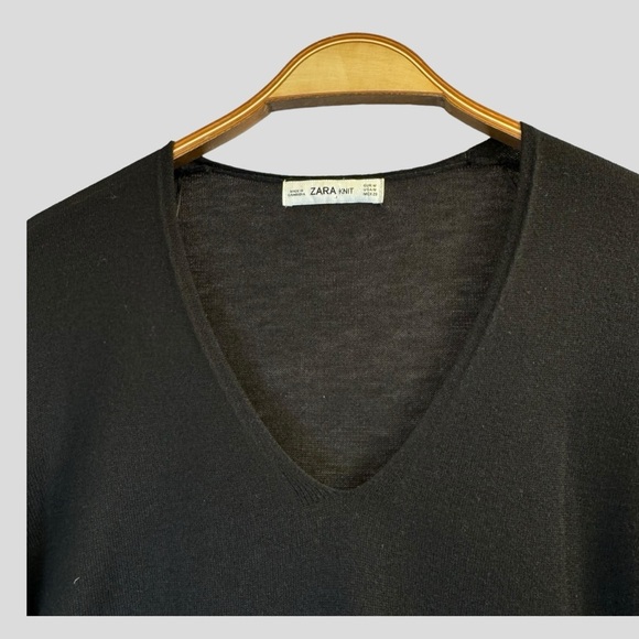 Zara Women’s Sweater M Black Lightweight Hi-Lo Long Sleeves - Picture 3 of 15